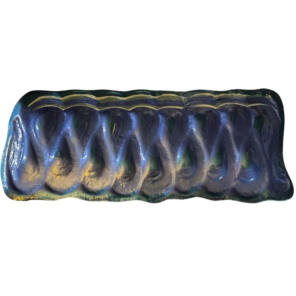 Art Glass Tray - Fused - Silver Purple Blue - Picture 3 of 4